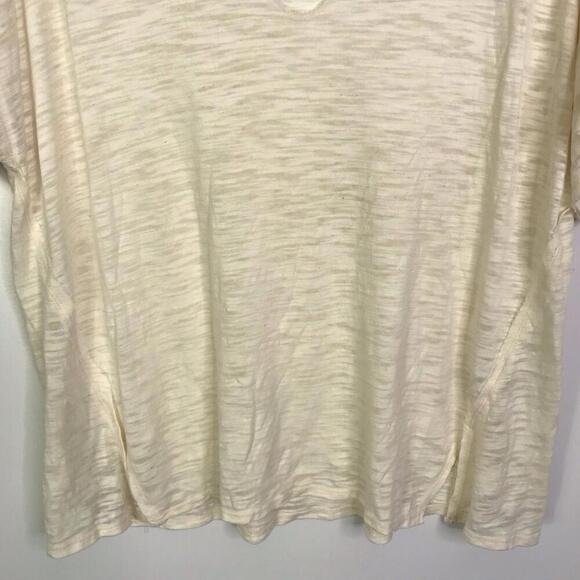 We The Free People Top Womens M Burnout V Neck Short Sleeve Cream Loose Fit - Picture 4 of 8